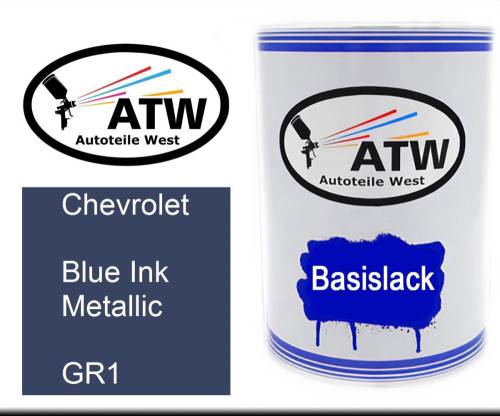 Chevrolet, Blue Ink Metallic, GR1: 500ml Lackdose, von ATW Autoteile West.